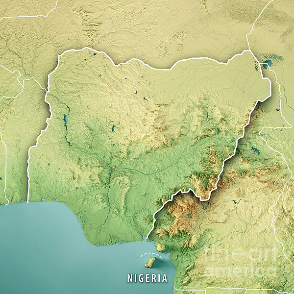 Topographic Map Of Nigeria Nigeria 3D Render Topographic Map Color Border Puzzle By Frank Ramspott |  Pixels