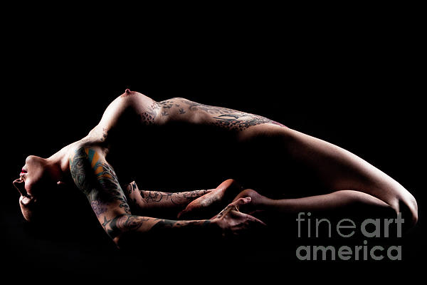 Night shooting with tattooed woman - nude in color 3 Spiral Notebook by Performance Image Europe