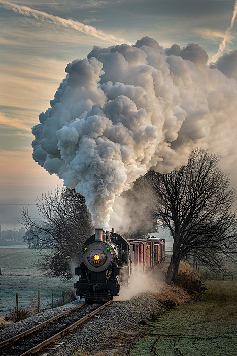 Norfolk and Western 475 heads west on the Strasburg Railroad at Sunrise Zip  Pouch by Jim Pearson - Pixels Merch