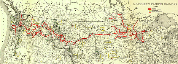 Joseph S Giacalone - Northern Pacific Railway Vintage Map - 1900