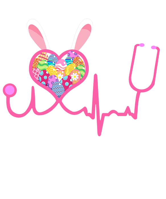 Nurse Easter Day Heartbeat Stethoscope Shape Bunny Ears Gift T-Shirt