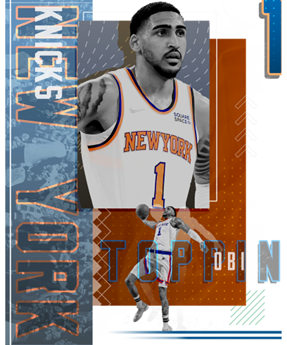 Obi Toppin Basketball Paper Poster Knicks 2 T-Shirt by Kelvin Kent - Pixels