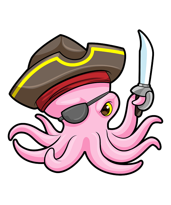 Octopus as Pirate with Saber Eye patch Sticker by Markus Schnabel