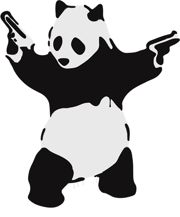 Oeuvre de panda arme de Banksy Pandamonium Pandemonium Street Art ...