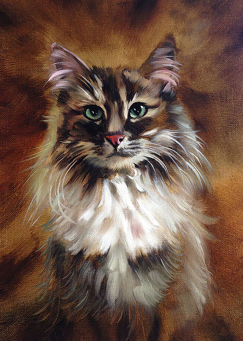 oil painting of a cat