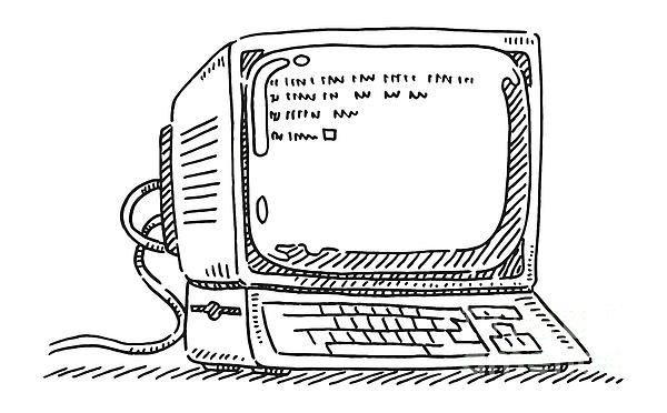 Hand drawn simple set computer components Vector Image