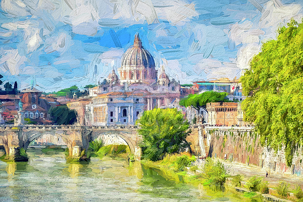 Joseph S Giacalone - On The Tiber River In Rome, Italy - Impressionist
