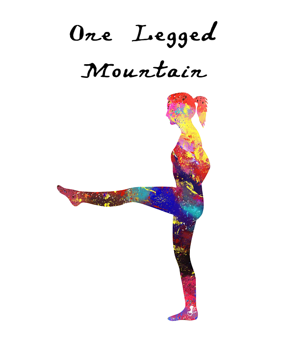 One Legged Mountain Yoga Pose Watercolor design q Women's T-Shirt