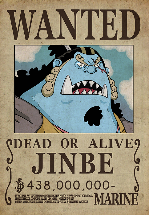 One Piece Wanted Poster - JINBE Spiral Notebook by Niklas Andersen - Pixels  Merch