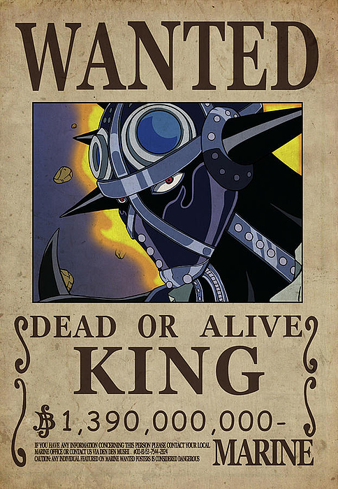 One Piece Wanted Poster - KING Sticker by Aideni Saman - Pixels
