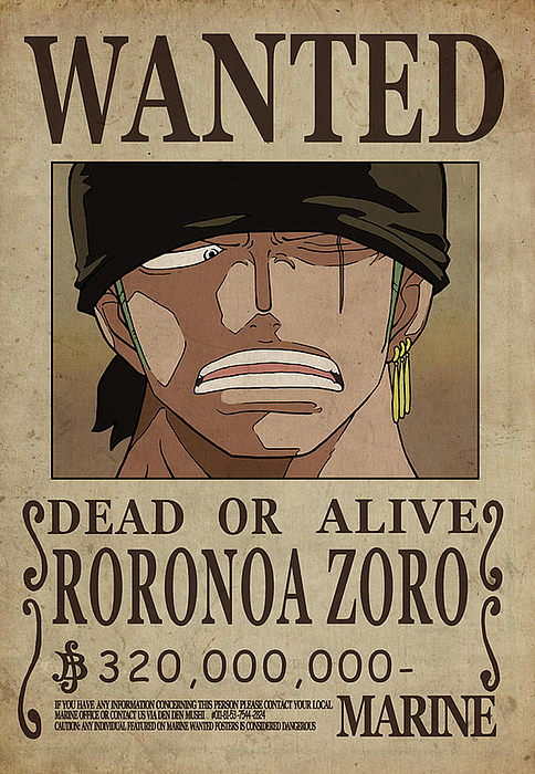 Monkey D Luffy Wanted Poster, One Piece , Painting by Celeste