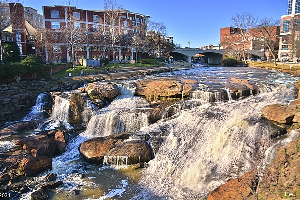 Lisa Wooten - Overlooking The Reedy River Waterfall Greenville South Carolina