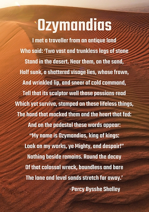 Ozymandias Famous Poem By Percy Bysshe Shelley Greeting Card By Derek ...