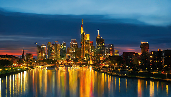 Delemore - Painting of the Skyline of Frankfurt, Germany