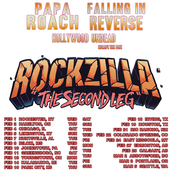 Paparoach Falling In Reverse Hollywood Undead Rockzilla Second Leg Tour