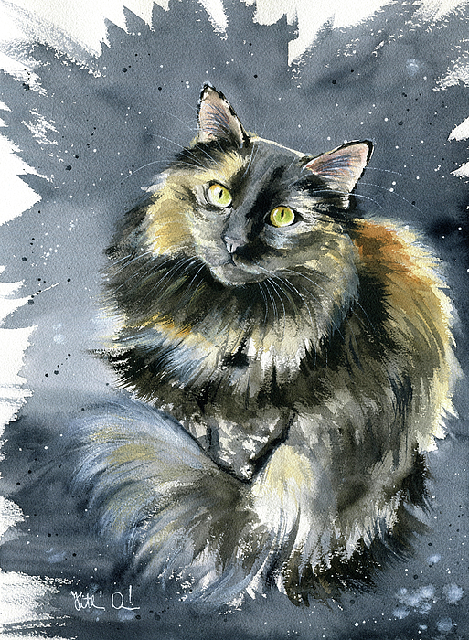 Dora Hathazi Mendes - Patches Tortoiseshell Cat Painting