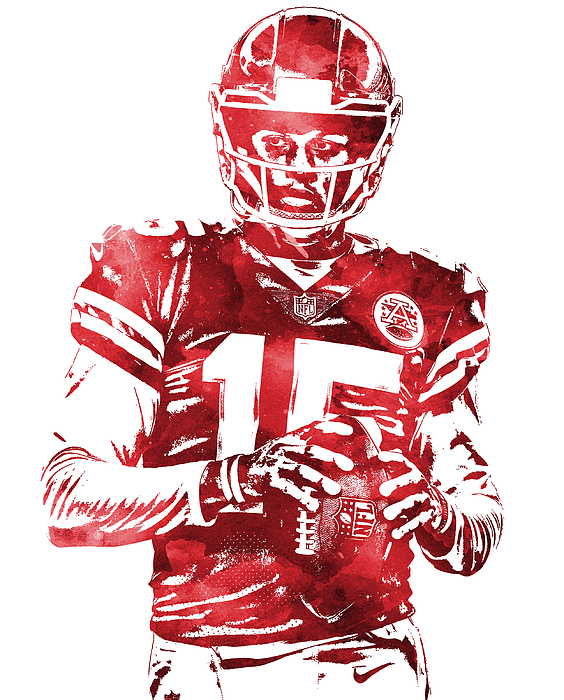 Patrick Mahomes KANSAS CITY CHIEFS WATER COLOR PIXEL ART 10 Greeting Card  by Joe Hamilton