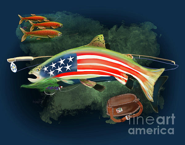 Patriotic Fly Fishing Jigsaw Puzzle by Doug Gist - Pixels