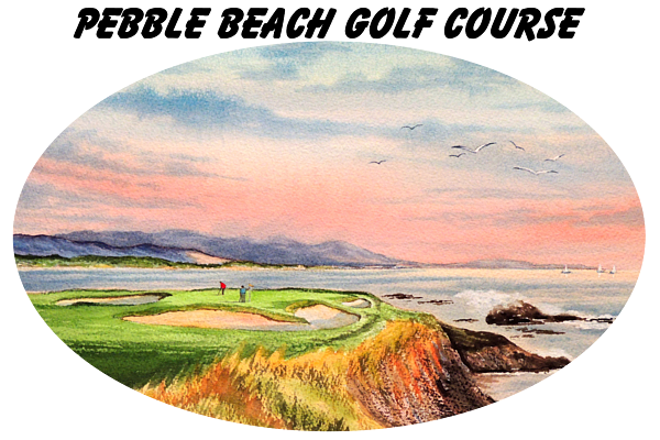 Pebble Beach Golf Course Hole 7 Sticker by Bill Holkham - Pixels Merch