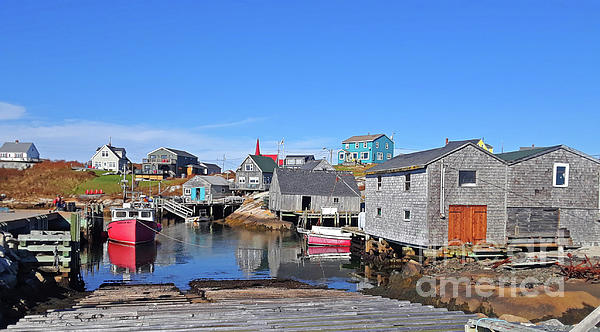Peggy's Cove Nova Scotia Fishing Village Bath Towel by John Malone
