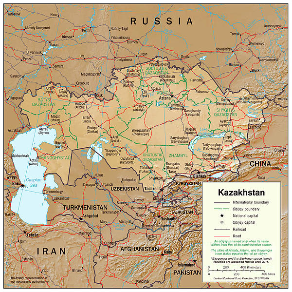 Physiographic Map Of Kazakhstan, 2001 Greeting Card by Granger