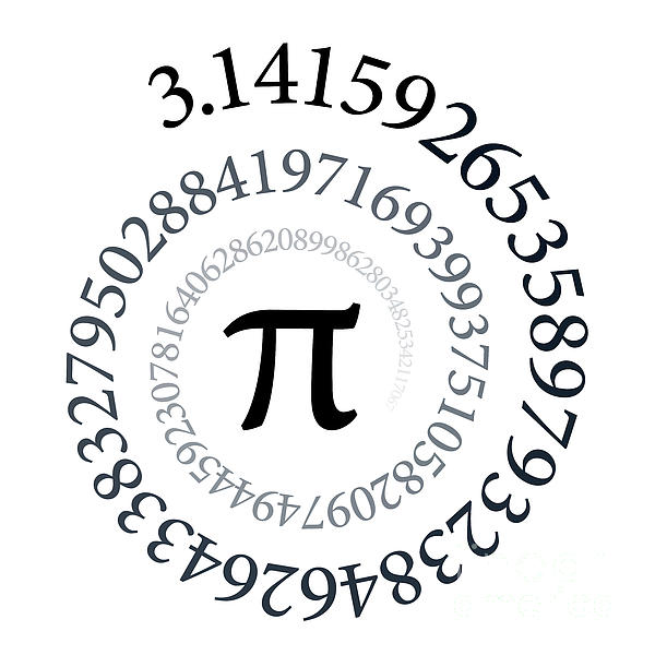 Pi spiral, first 100 digits of the circle number Pi, forming a spiral ...