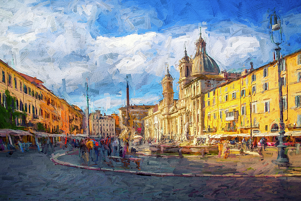 Joseph S Giacalone - Piazza Navona - Digital Painting