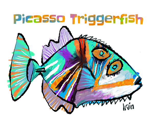 Picasso Trigger Fish T-Shirt by Trevor Irvin - Pixels