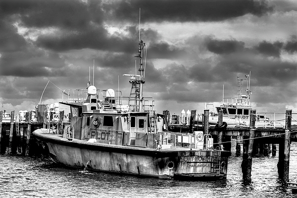 Carol Montoya - Pilot Boats of Charleston Harbor In Black and White