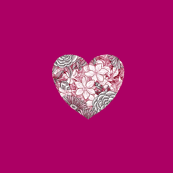 Irina Sztukowski - Pink Botanical Flower Heart Watercolor Art 