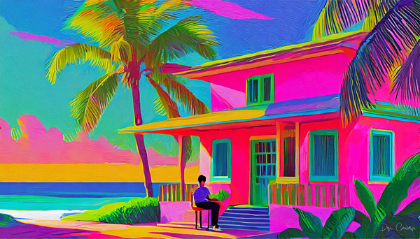 Don Cowan - Pink House on Blue #1
