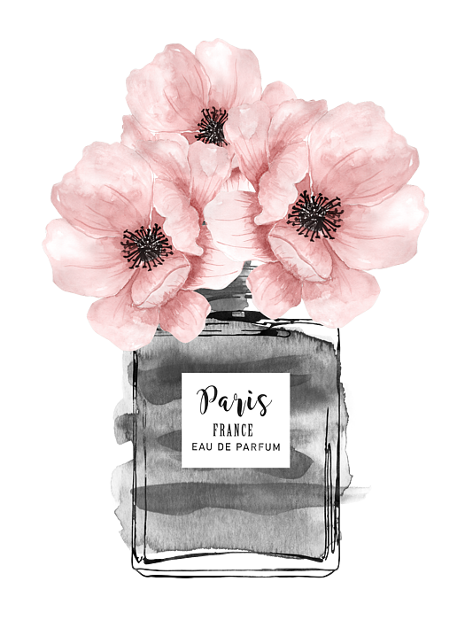 Pink poppies perfume bottle Bath Towel by Mihaela Pater - Pixels Merch