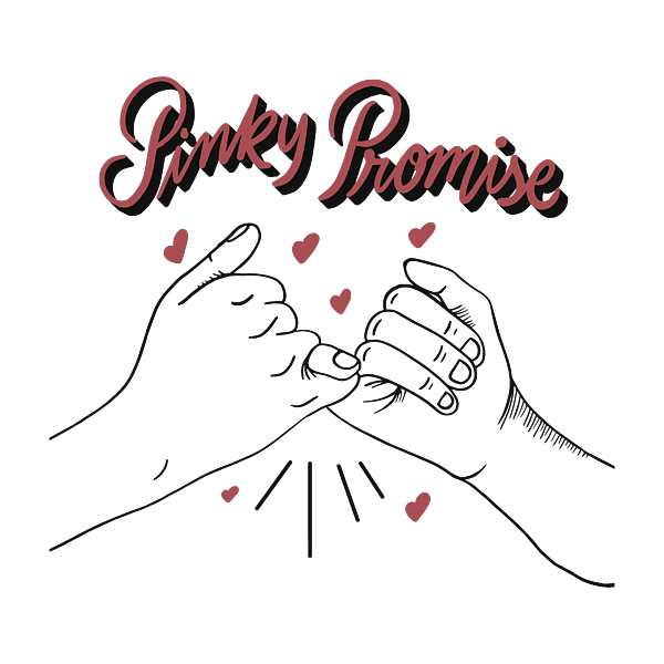 Romantic couple pinky promise line art, pinky swear contour drawings,  minimalist lovers holding hands one line drawing, Doodle flower on  watercolor