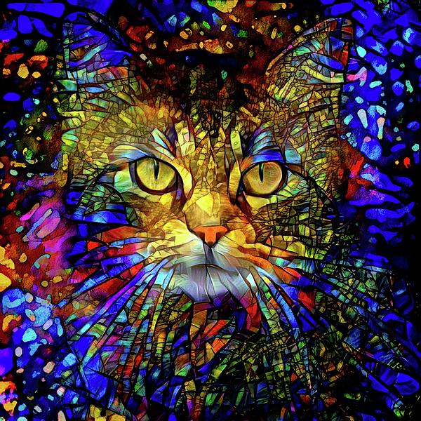 Stained Glass Cat Art Coffee Mug by Peggy Collins - Pixels