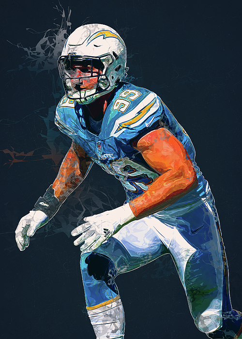 Ball Los Angeles Chargers Player Joey Bosa Joeybosa Joey Bosa  Josephanthonybosa Joseph Anthony Bosa Wood Print