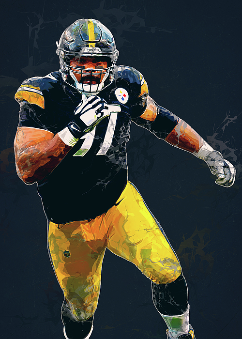 Player Football Pittsburgh Steelers Player Cameron Heyward Cameronheyward  Cameron Heyward Cameronphi Greeting Card by Wrenn Huber