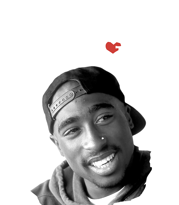 tupac smiling black and white