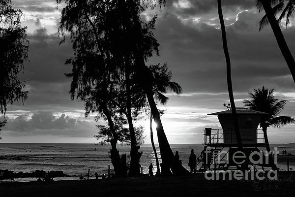 Gary F Richards - Poipu Beach Park Kauai Sunset BW