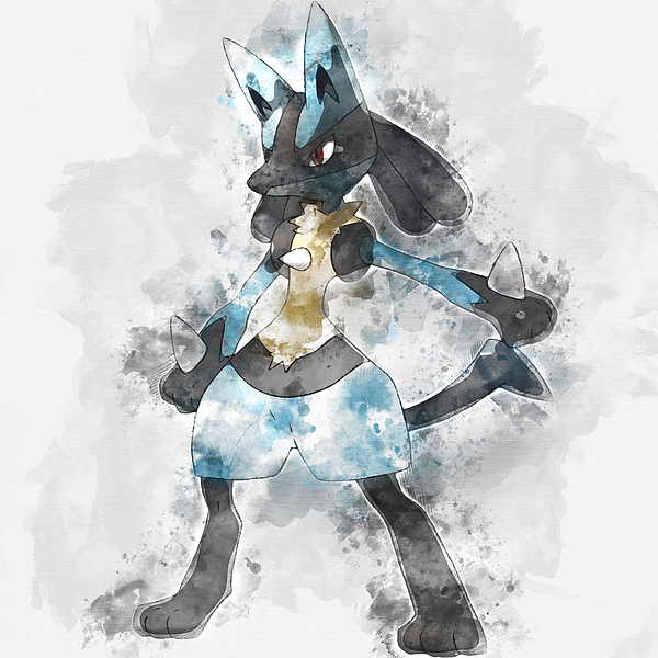 Pokemon Lucario Abstract Portrait - by Diana Van Jigsaw Puzzle by