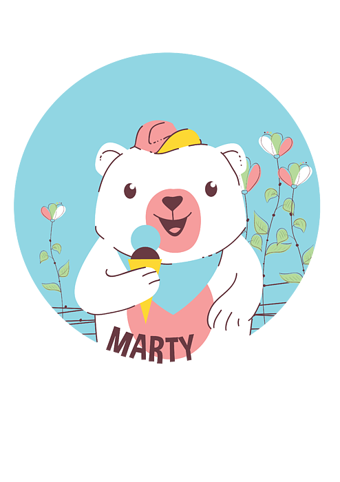 Cute Polar Bear Eating Ice Cream Cone Cartoon - Cute Polar Bear Eating Ice  Cream Cone - T-Shirt