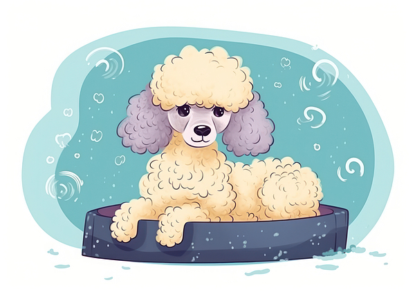 Poodle Beach Towel - Cartoon Poodle Beach Towel - Cartoon