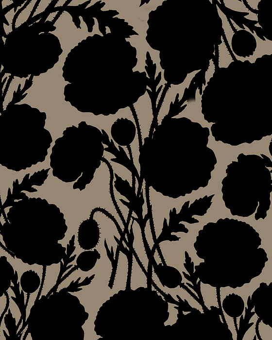 Irina Sztukowski - Poppies Black Ink Silhouettes Of Flowers On Soft Dusty Vintage Beige 