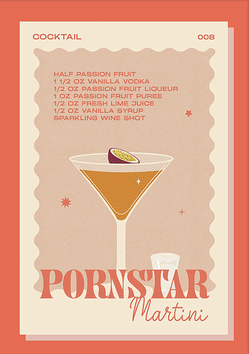 Pornstar Martini Red Cocktail 008 Sticker by Sidney Saye Pixels 