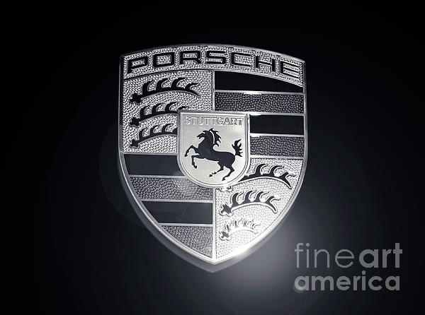High Res Porsche Emblem Isolated BW Sticker