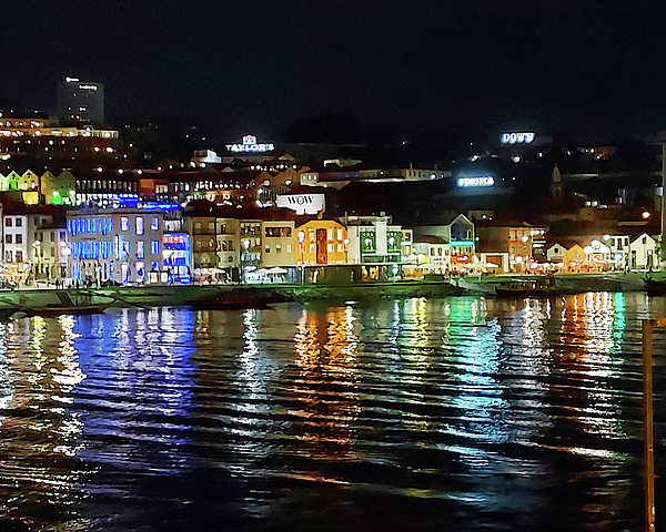 Irina Sztukowski - Porto At Night Douro River Lights View Of Old Town Vila Nova De Gaia Portugal