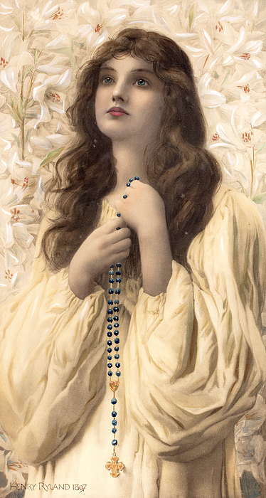 Portrait of a Young Woman with a Rosary Beach Towel