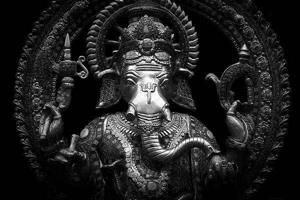 Justin Lee - Portrait of Ganesha, The Elephant God 1 Monochrome Version