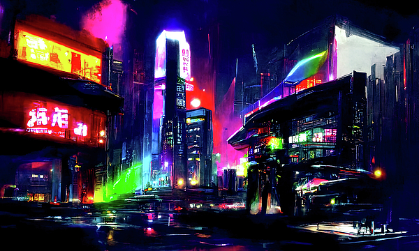 Neon city online tapestry