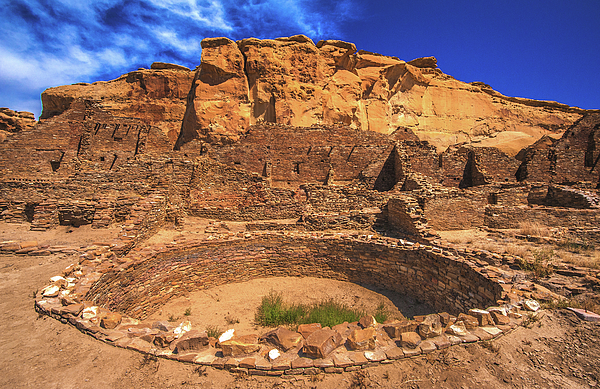 Pueblo Bonito and Kiva Chaco Canyon New Mexico Tapestry by Abbie