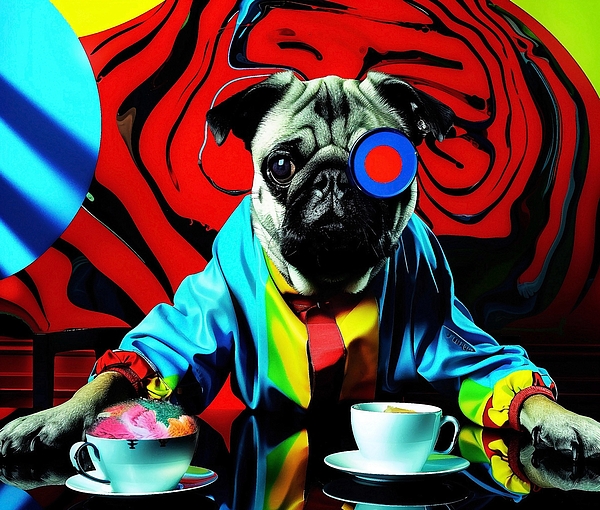 Pug in a Colorful World A Surreal Portrait Kids T Shirt by Grover Mcclure Fine Art America